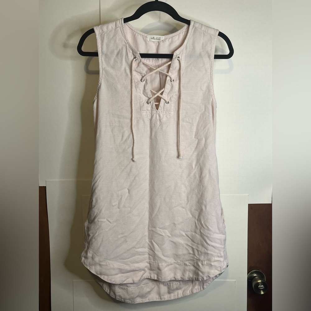 Bella Dahl Women’s Sz XS Blush Pink Lyocell Lace Front Mini Dress